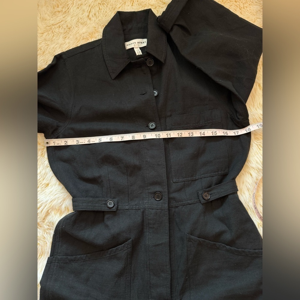 Apiece Apart Ares Cropped Button-Down Utility Jumpsuit in Black size 0 - Picture 5 of 8